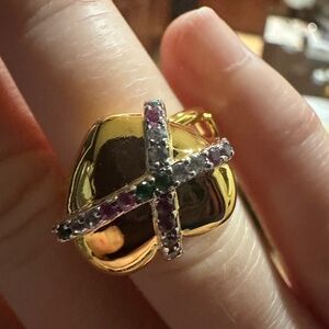 Gold tone heart ring with cz 6.5